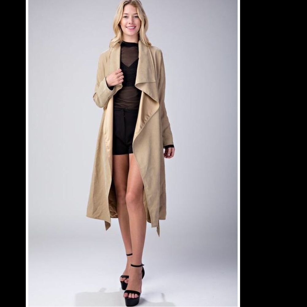 Khaki Lightweight Duster Jacket - Picture 2 of 4